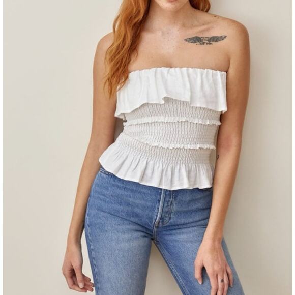 Reformation Millet Tube Top White Womens Small Linen - Picture 1 of 12